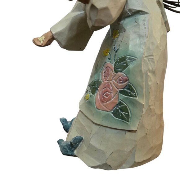 Angel Figurine Feeding Blue Birds Bluebirds Wire Wings AS IS - Picture 3 of 16